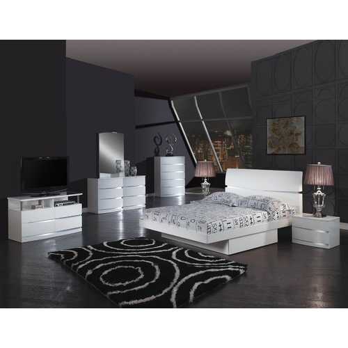 85" X 72"  X 42.5" 4pc Eastern King Modern White High Gloss Bedroom Set