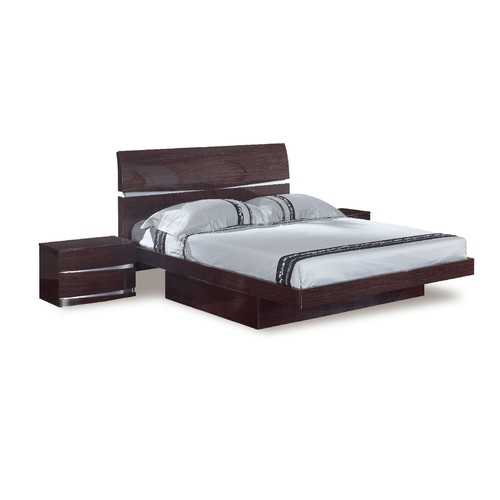 80'' X 60''  X 42.5'' Modern Queen Wenge High Gloss Queen Bed