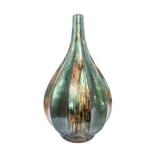 Kya Turquoise Copper Brown Foil and Lacquer Teardrop Vase