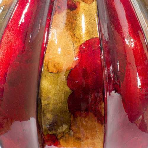 Kya Red Copper and Gold Foil and Lacquer Teardrop Vase