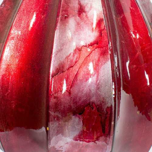 Kya Red and Silver Foil and Lacquer Ceramic Teardrop Vase