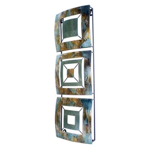 8" X 2.75" X 25" Turquoise Copper and Bronze Metal Vertical Panel Wall Decor