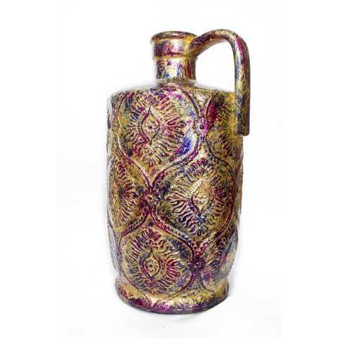 Amber Pink and Purple Foil and Lacquer Damask Stamped Jug Vase
