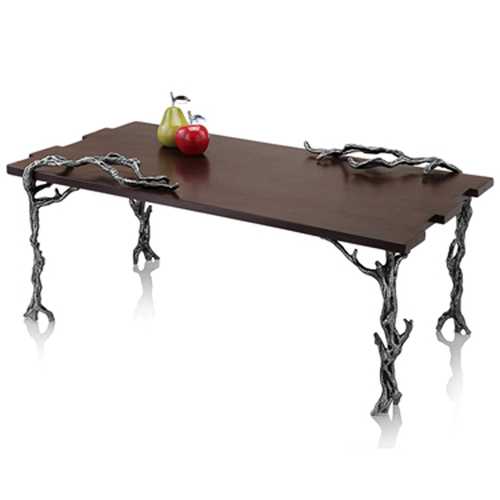 24" x 48" x 18" Brown and Silver Vine Coffee Table
