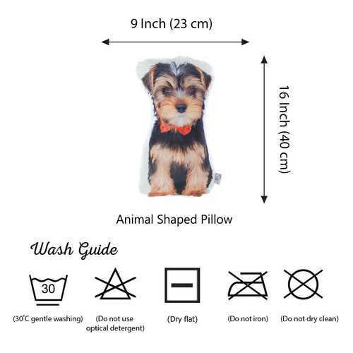 Yorkie Dog Shape Filled Pillow, Animal Shaped Pillow