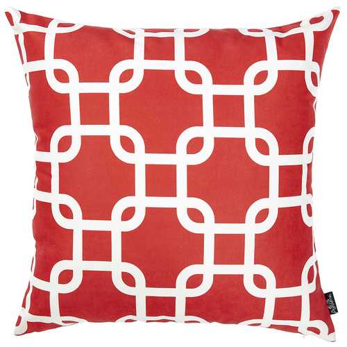 18"x18"Red Nautica Latice Decorative Throw Pillow Cover Printed