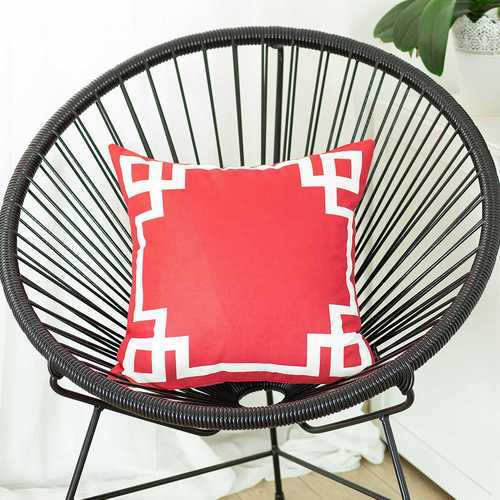 18"x18"Red and White Geometric Decorative Throw Pillow Cover
