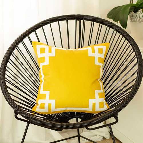 18"x18" Yellow and White Geometric Decorative Throw Pillow Cover