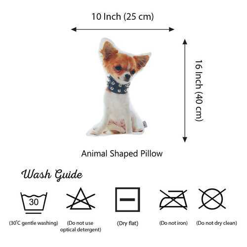 Pomerarian Dog Shape Filled Pillow, Animal Shaped Pillow