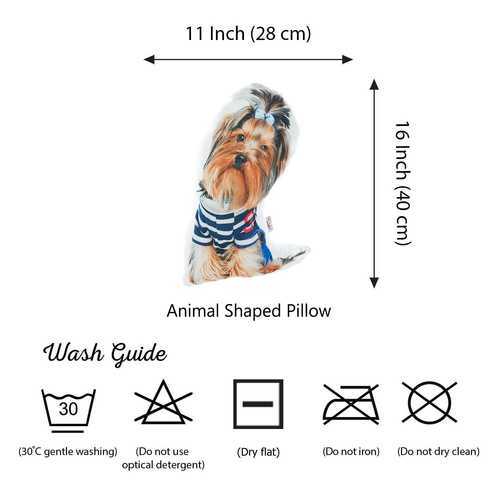 Yorkshire Terrier Dog Shape Filled Pillow, Animal Shaped Pillow