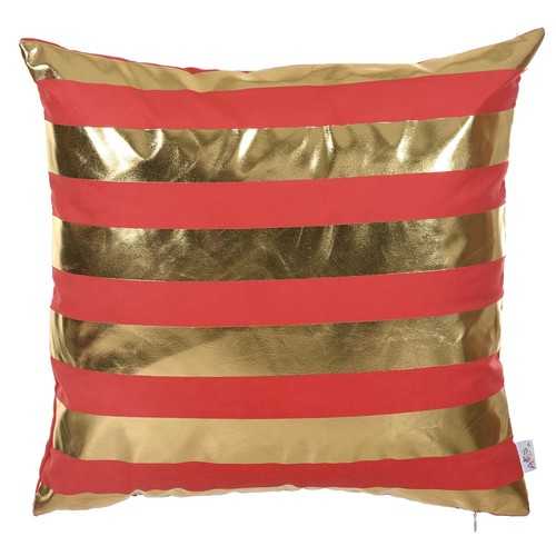 18"x 18" Gold Happy Square Stripes Printed Decorative Throw Pillow Cover Pillowcase
