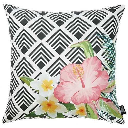 18"x 18" Tropical Flower Garden Decorative Throw Pillow Cover