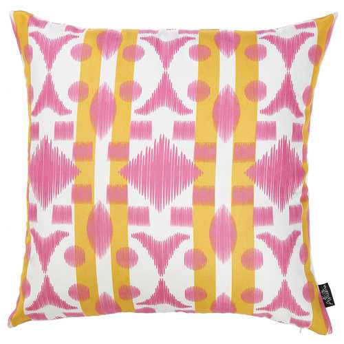 18"x18" Pink Ikat Decorative Throw Pillow Cover Printed