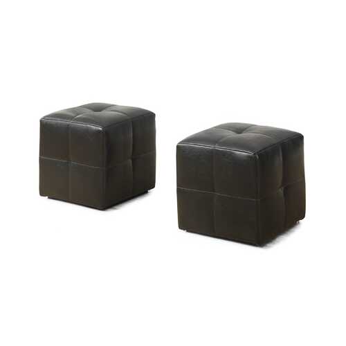 24" x 24" x 24" Dark Brown  Leather Look  Ottoman 2pcs Set