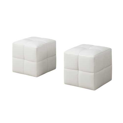 12" x 12" x 12" White  Leather Look  Ottoman 2pcs Set
