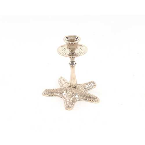 Silver Finish Star Fish Taper Candle Holder