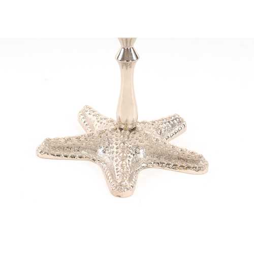 Silver Finish Star Fish Taper Candle Holder