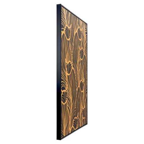 Bold Black and Gold Flora Canvas on Pinewood Frame