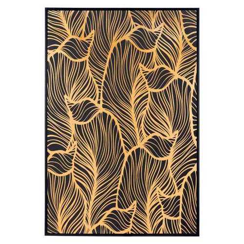 Bold Black and Gold Flora Canvas on Pinewood Frame