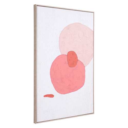 Modern Pink Circles Abstract Canvas on Pinewood Frame