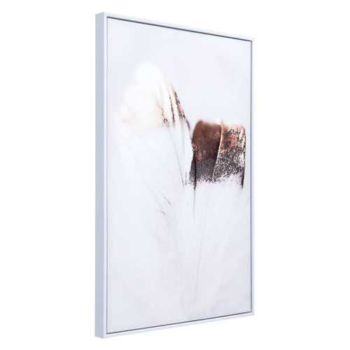 Gold and White Angel's Feathers Canvas in Pinewood Frame