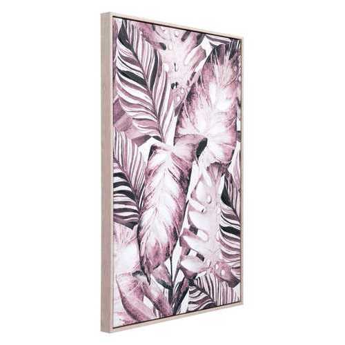 Modern Vintage Tropical Palms Canvas in Pinewood Frame