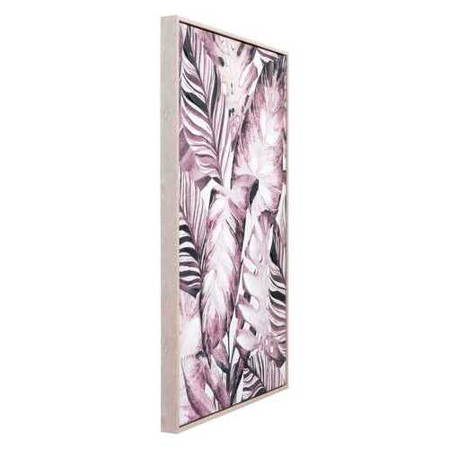 Modern Vintage Tropical Palms Canvas in Pinewood Frame