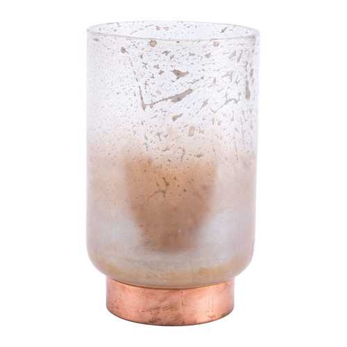 6.3" x 6.3" x 10.4" Translucent & Copper, Glass, Large Vase