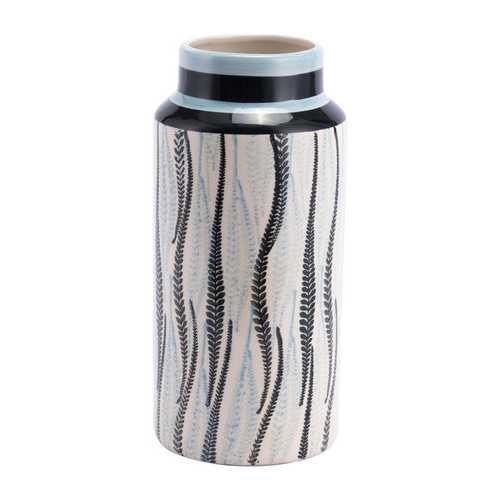 5.5" x 5.5" x 11.4" White & Black, Ceramic, Small Vase