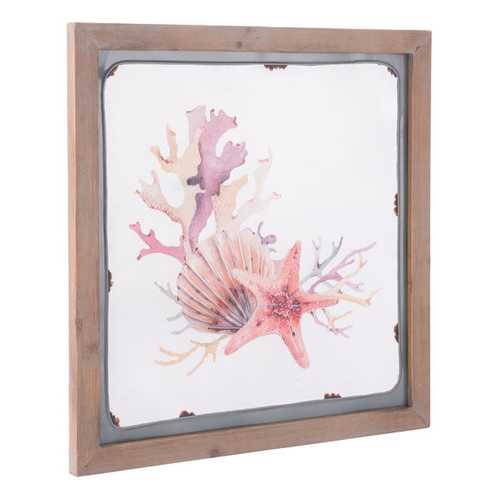 19.7" x 0.8" x 19.7" Multicolor, Fir Wood, Steel & MDF, Sea 2 Wall Decor