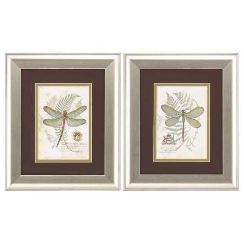 11" X 13" Brushed Silver Frame Dragonfly (Set of 2)