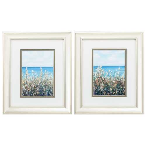 10" X 12" Champagne Gold Color Frame  Flowers At The Coast (Set of 2)