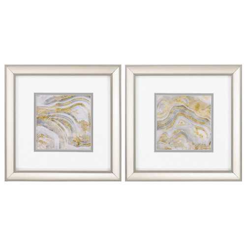 12" X 12" Champagne Gold Color Frame  Agate Allure (Set of 2)