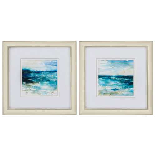 12" X 12" Champagne Gold Color Frame  Ocean Break (Set of 2)