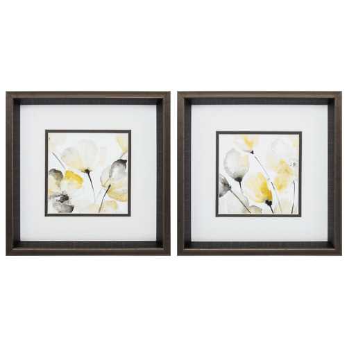 12" X 12" Brushed Silver Frame Natural Abstract (Set of 2)