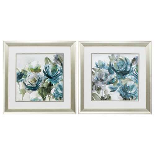 19" X 19" Aged Silver Frame Secret Garden (Set of 2)