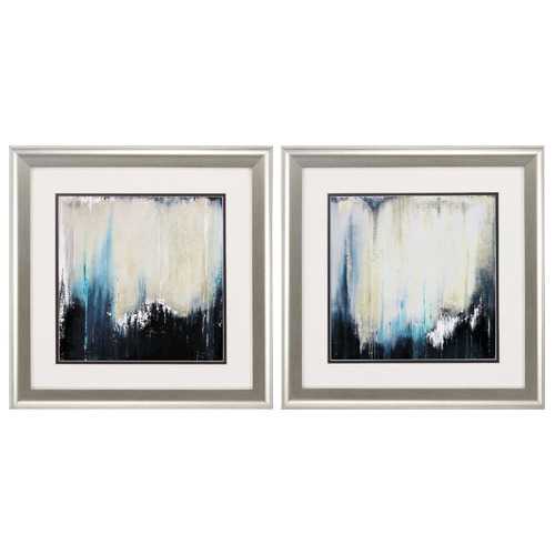 19" X 19" Brushed Silver Frame Blue Illusion (Set of 2)