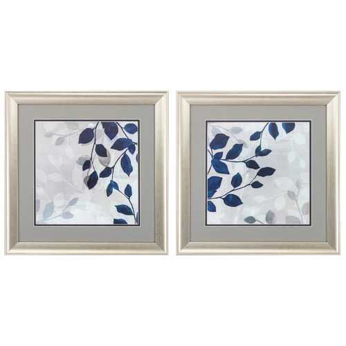 19" X 19" Brushed Silver Frame Leaves In The Mist (Set of 2)