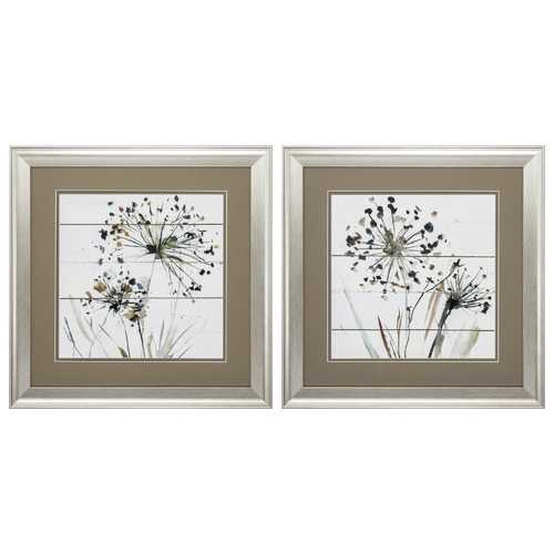 19" X 19" Brushed Silver Frame Natures Lace (Set of 2)