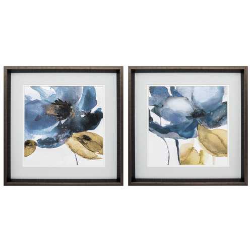 18" X 18" Brushed Silver Frame Blue Note (Set of 2)