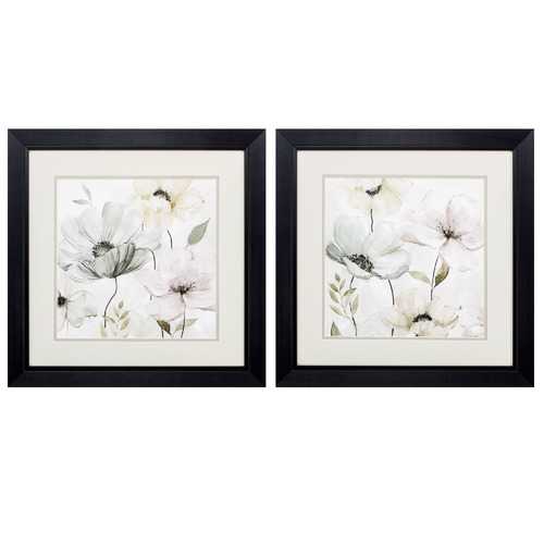 19" X 19" Black Frame Garden Grays Detail (Set of 2)