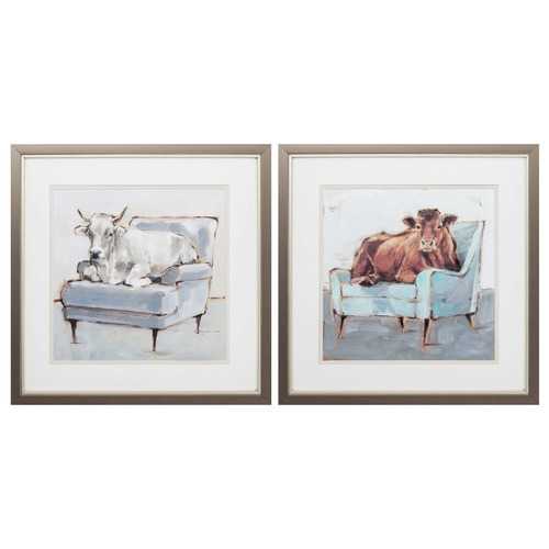 17" X 17" Metallic Bronze Frame Mooving In Set of 2