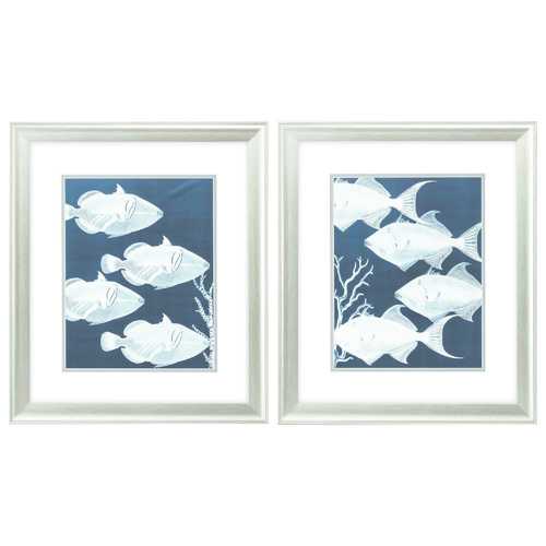 19" X 22" Brushed Silver Frame Deep Blue Sea (Set of 2)