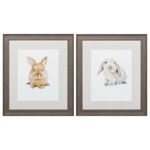 19" X 22" Distressed Wood Toned Frame Fluffy Friends (Set of 2)