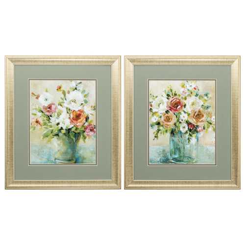 19" X 22" Gold Frame Bouquet Arrangement (Set of 2)