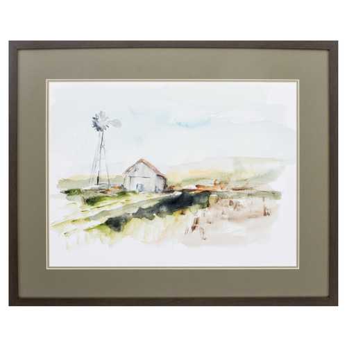 32" X 26" Brown Frame Rural Plein Air II