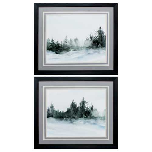 28" X 24" Black Frame Evergreens Distance (Set of 2)