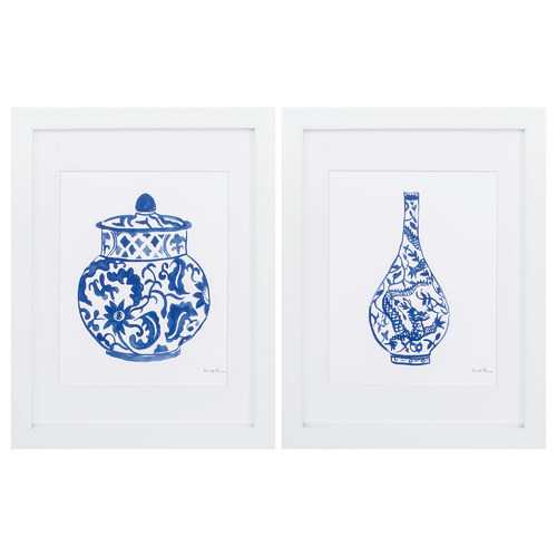 18" X 23" White Frame Chinoiserie (Set of 2)