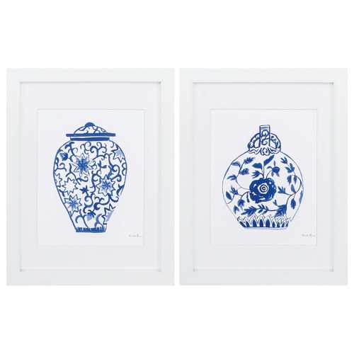 18" X 23" White Frame Chinoiserie (Set of 2)