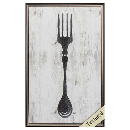 20" X 31" Brown Frame Black Fork On Wood